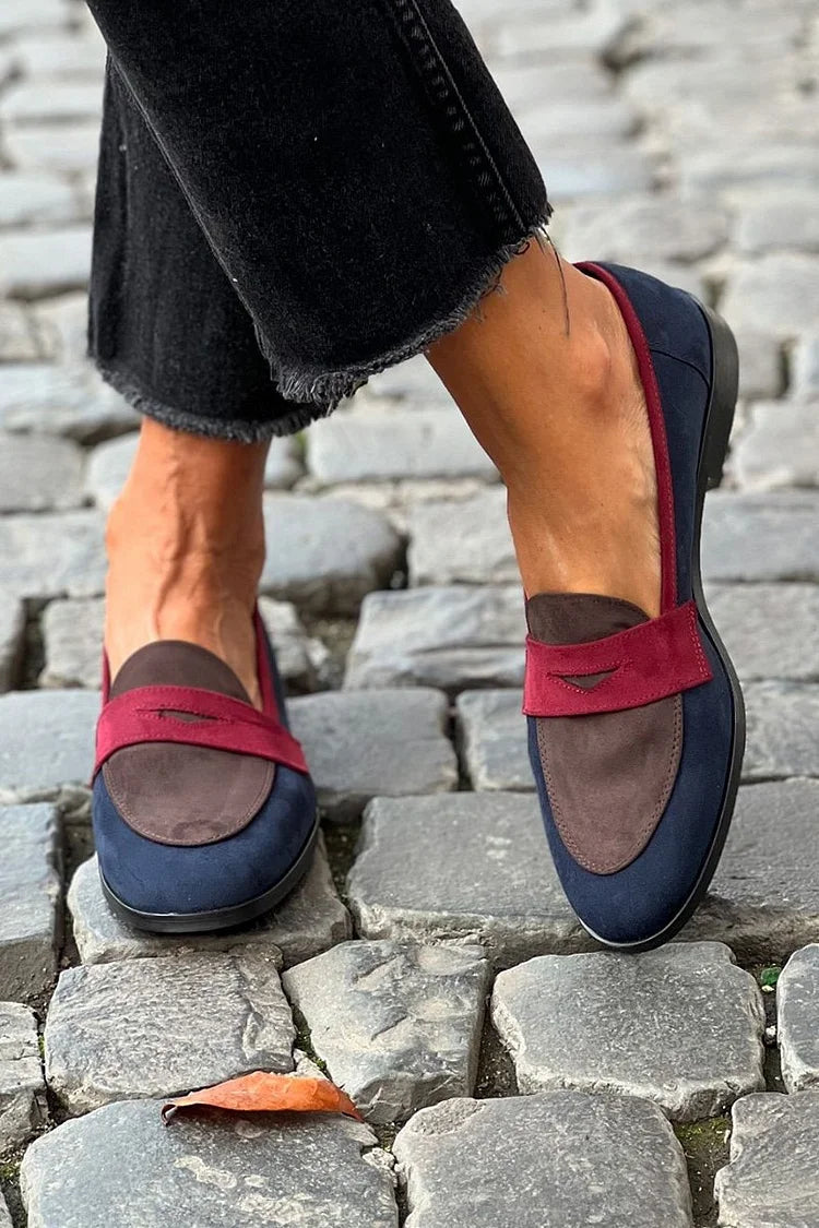 HANNE | BLAUWE COLOURBLOCK MOCASSINS