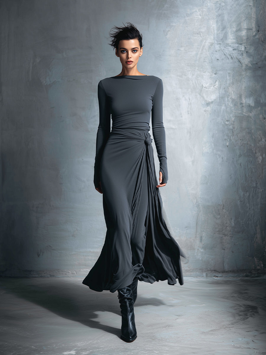 Naomie | Maxi-jurk met Zijde en Knoopdetails