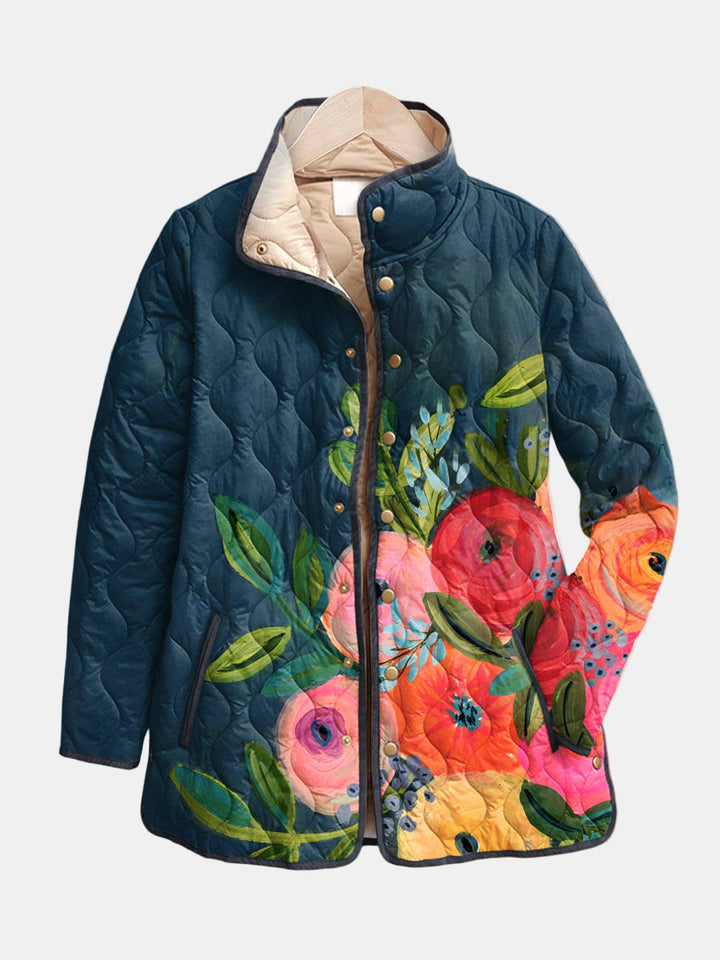 Amaya | Vintage Bloemenprint Gequilt Jacket