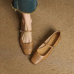 SORCHA | Square-Toe Woven Mary Jane Flats
