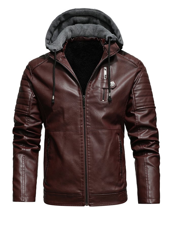Gevoerde Look Jas met Capuchon en Rits