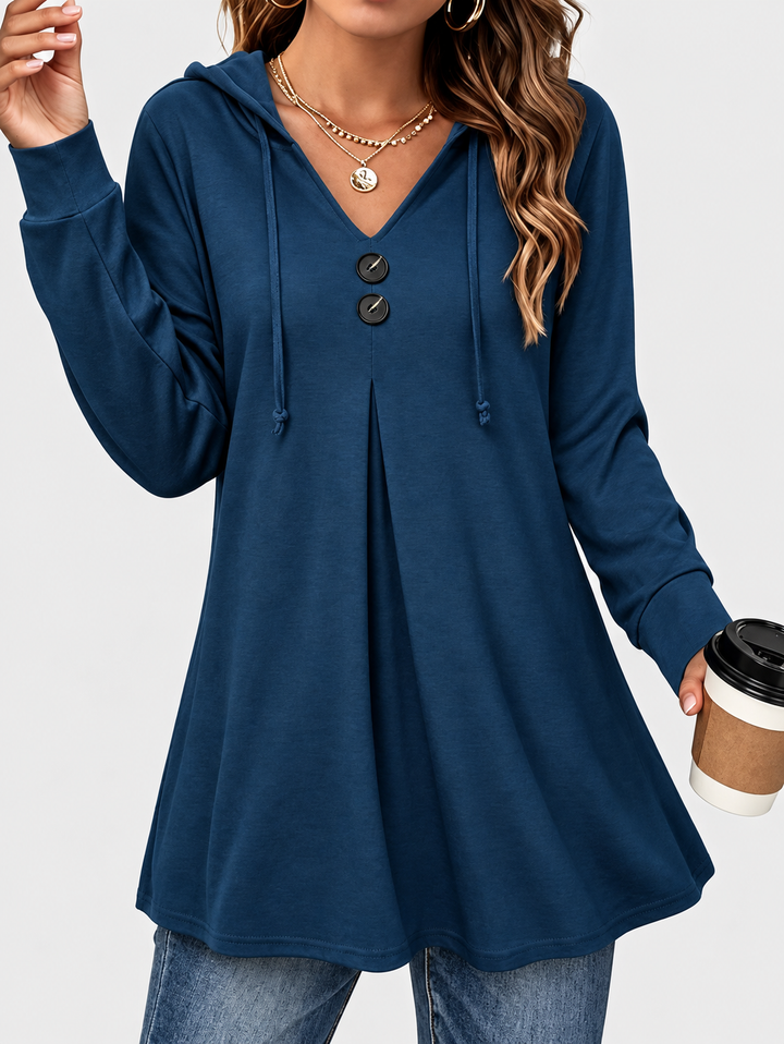 Elin | Lange Hoodie met V-Hals