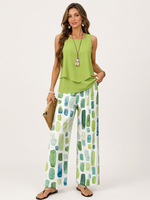 Lizzy | Layered Top & Printed Wide-Leg Trouser Set