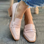 MIRANDA | ROZE LAK LOAFERS MET DIKKE HAK