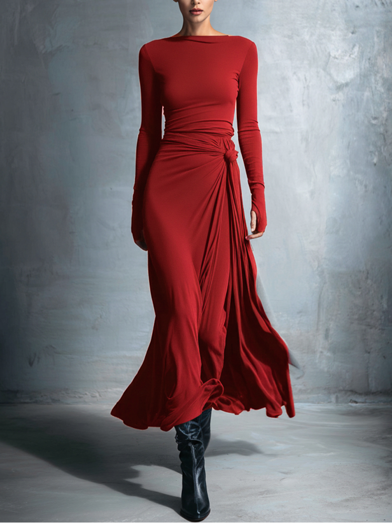 Naomie | Maxi-jurk met Zijde en Knoopdetails