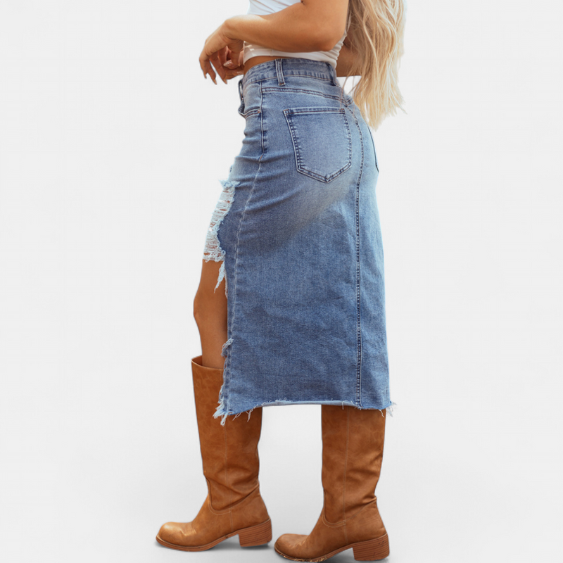 GEORGIA | HIGH-WAIST DENIM MAXI SKIRT
