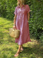 Wendy | Striped Button-Down Midi Shirt Dress