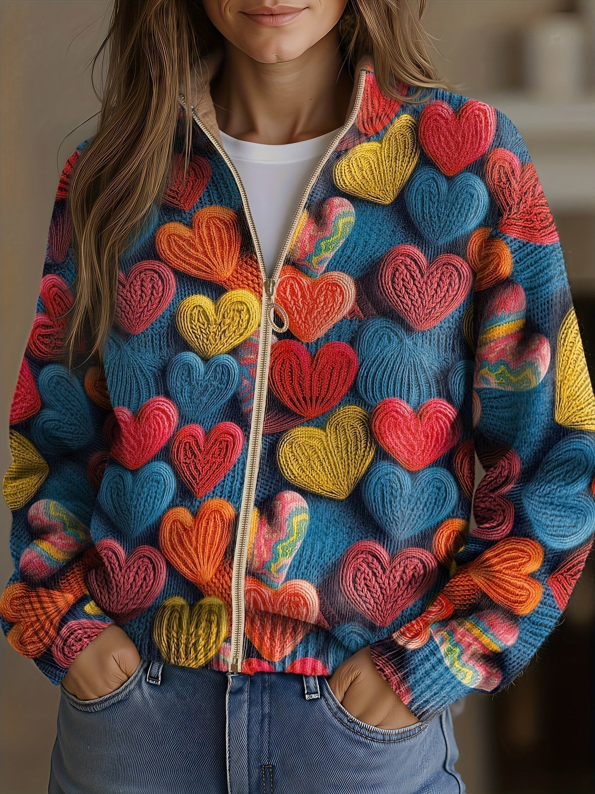 Valentine™ | Multicolor Heart Textured Knit Pattern
