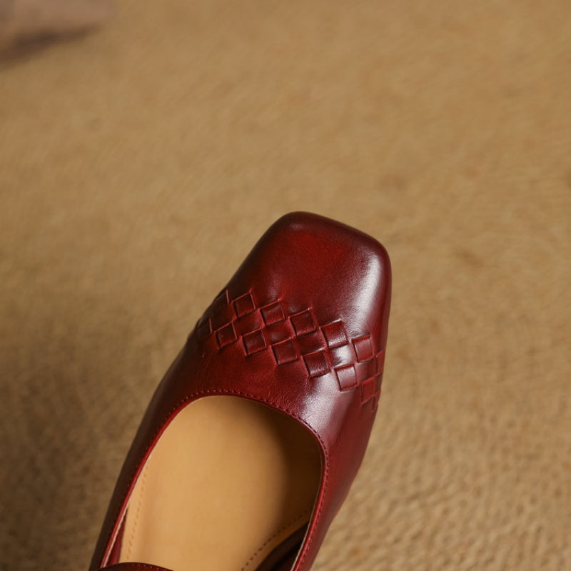 SORCHA | Square-Toe Woven Mary Jane Flats