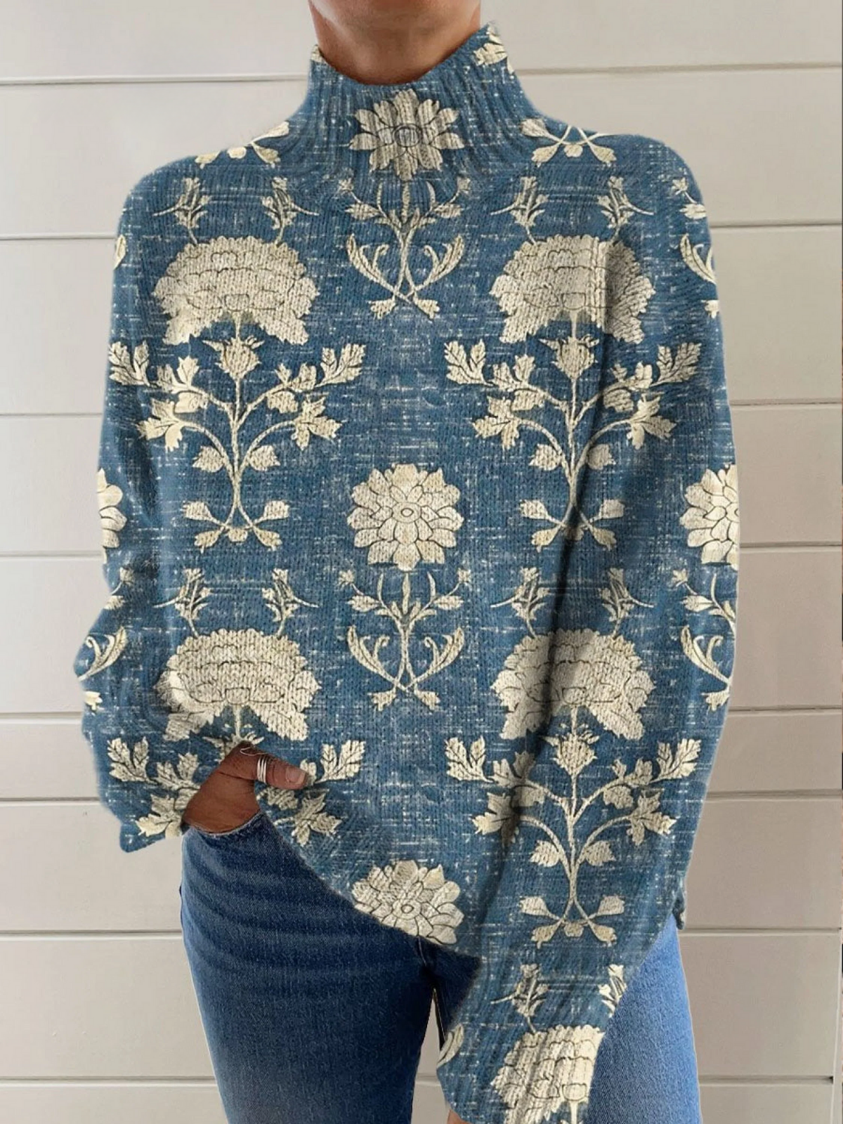 Anneke | Blauwe Vintage Bloemen Coltrui