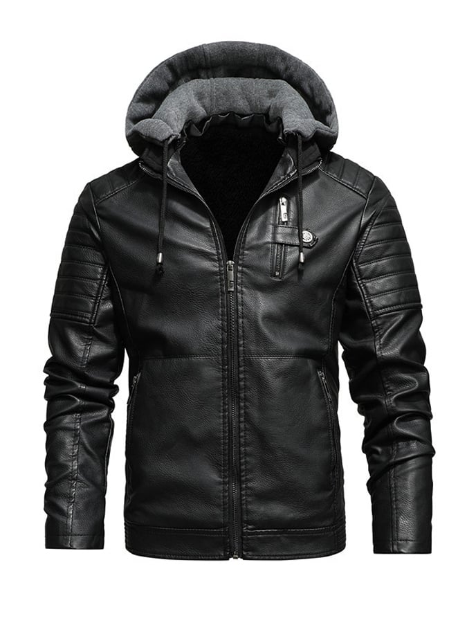 Gevoerde Look Jas met Capuchon en Rits