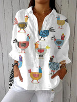 Fiona | Botanical Print Button-Down Blouse