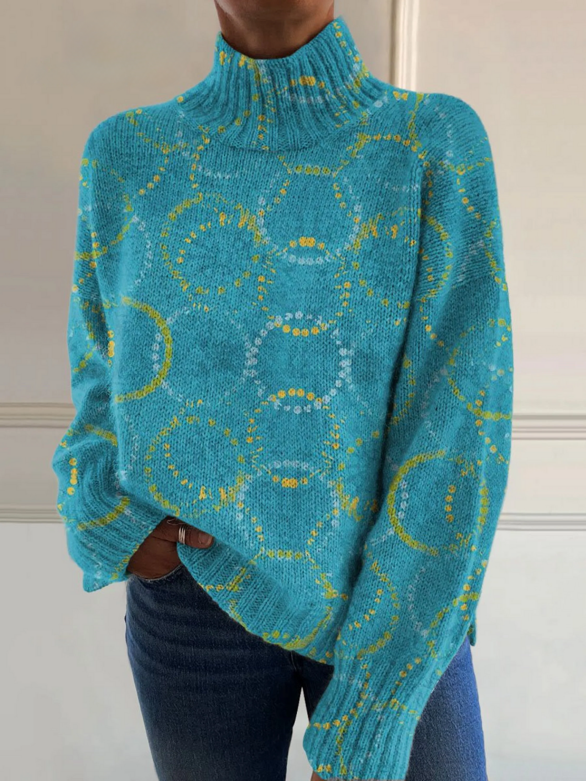 Elien | Turquoise Cirkelprint Coltrui
