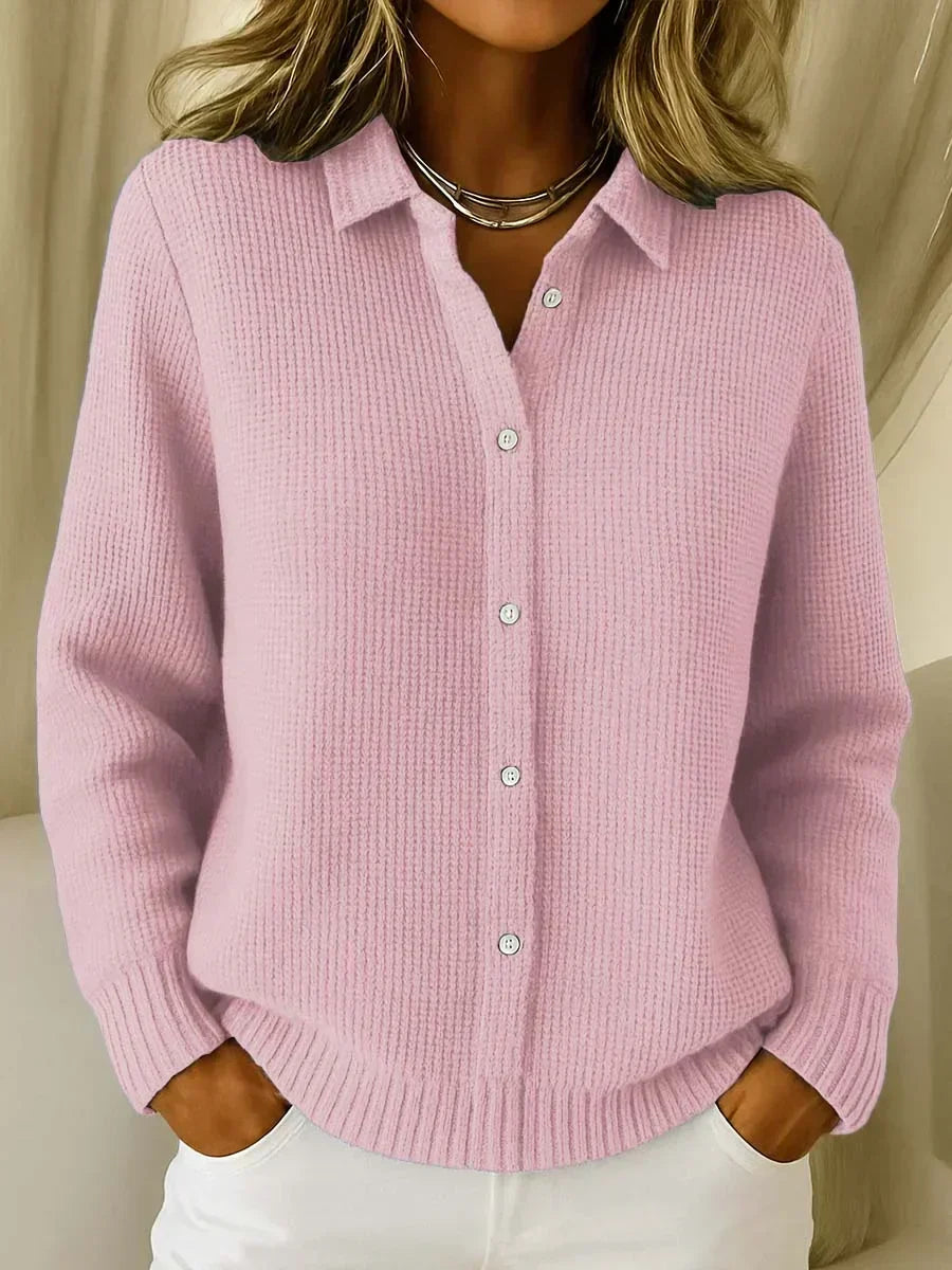 Katrina | Getextureerde Gebreide Knopen Cardigan