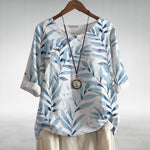 Talia | Leaf Print Button-Detail Top