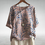 Talia | Leaf Print Button-Detail Top