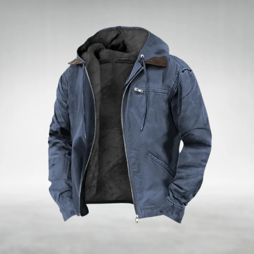 Thijs casual jas met capuchon in blauw