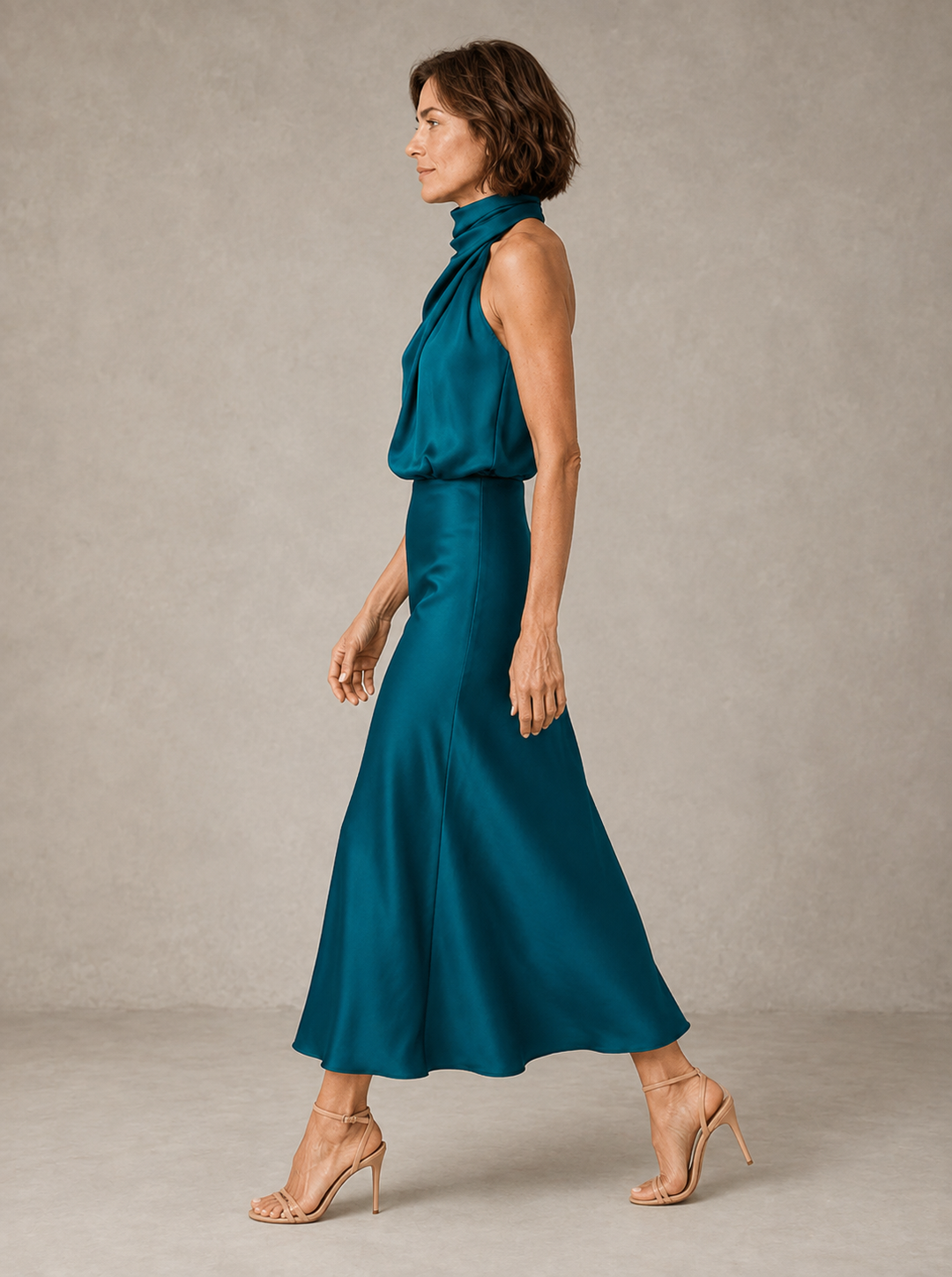 Harper | Halter Satijnen Avondjurk
