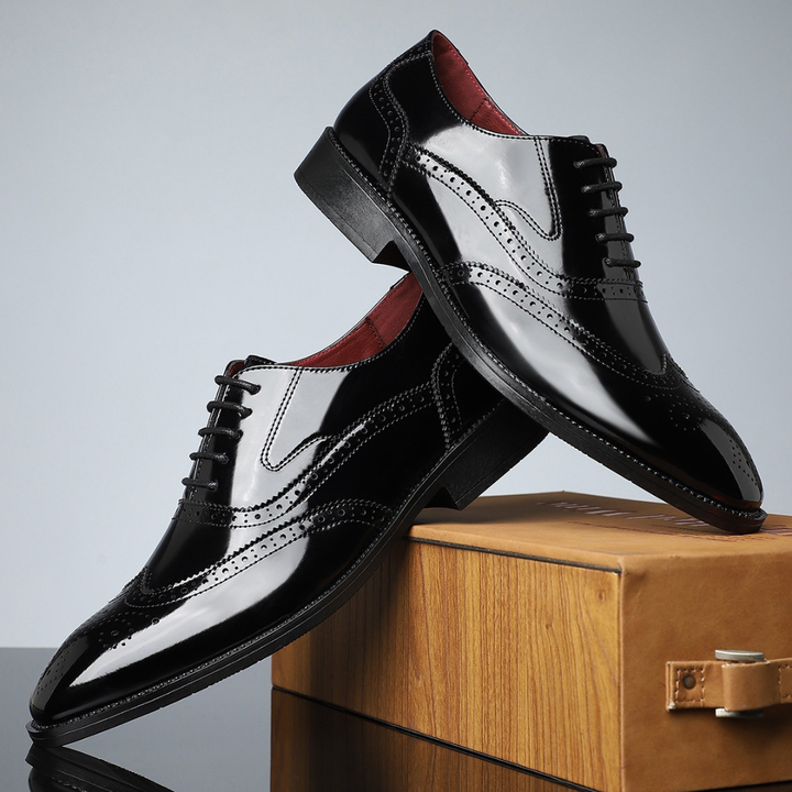 Willem vintage leren brogues in zwart
