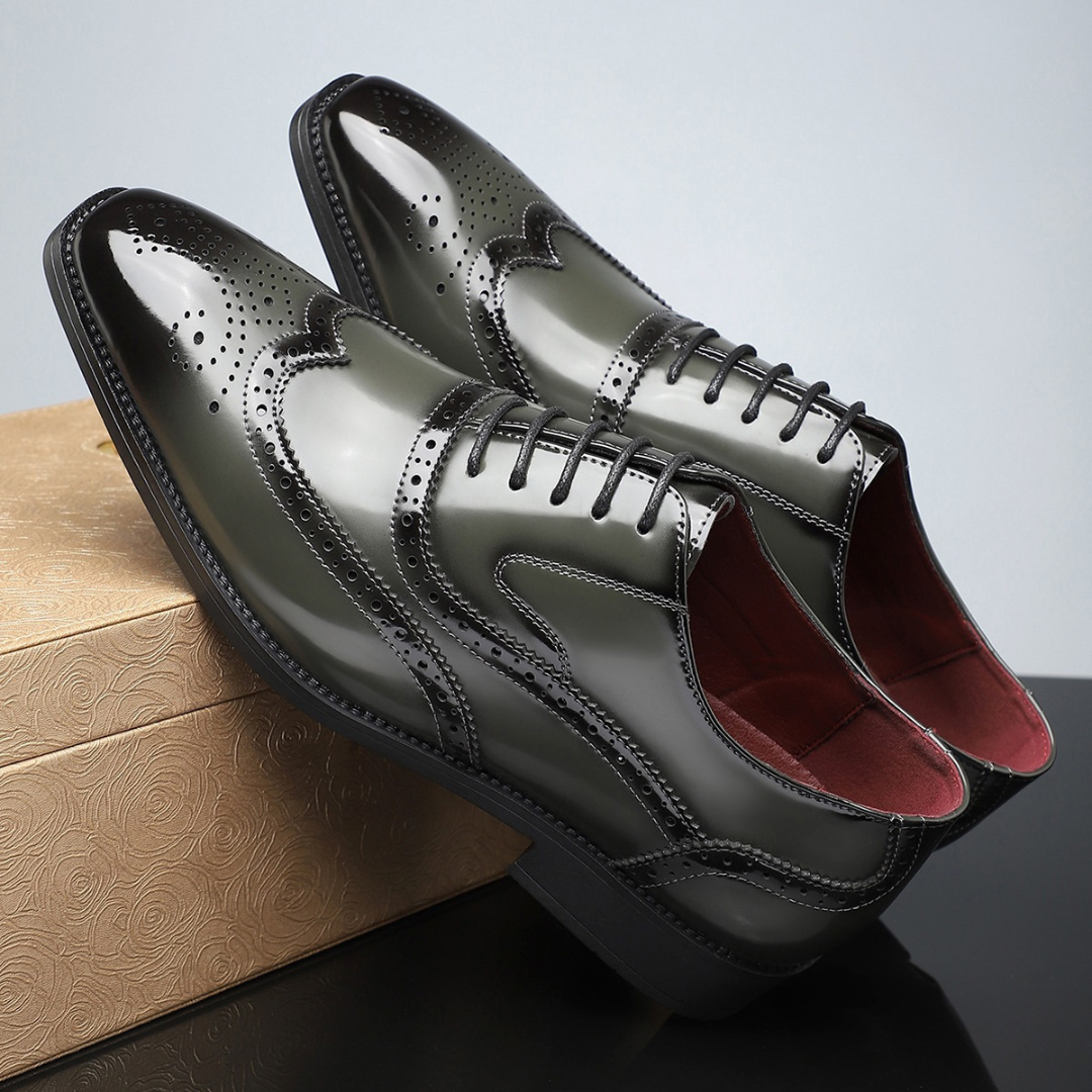 Willem vintage leren brogues in groen