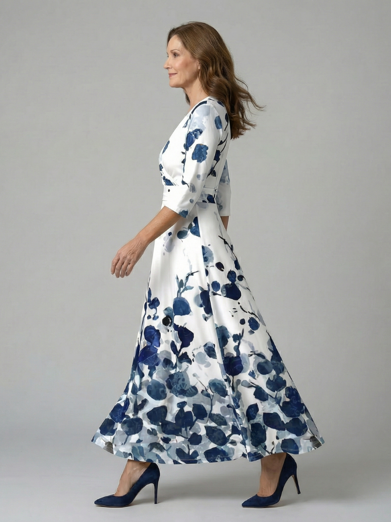 Celine | Cross Wrap Neck Midi Dress