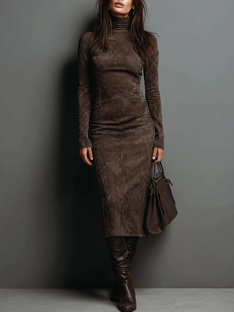 Lorène | Midi Lange Bruine Dress