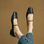SORCHA | Square-Toe Woven Mary Jane Flats