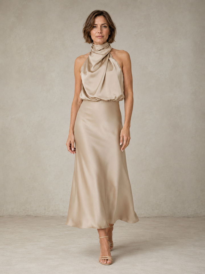 Harper | Halter Satijnen Avondjurk