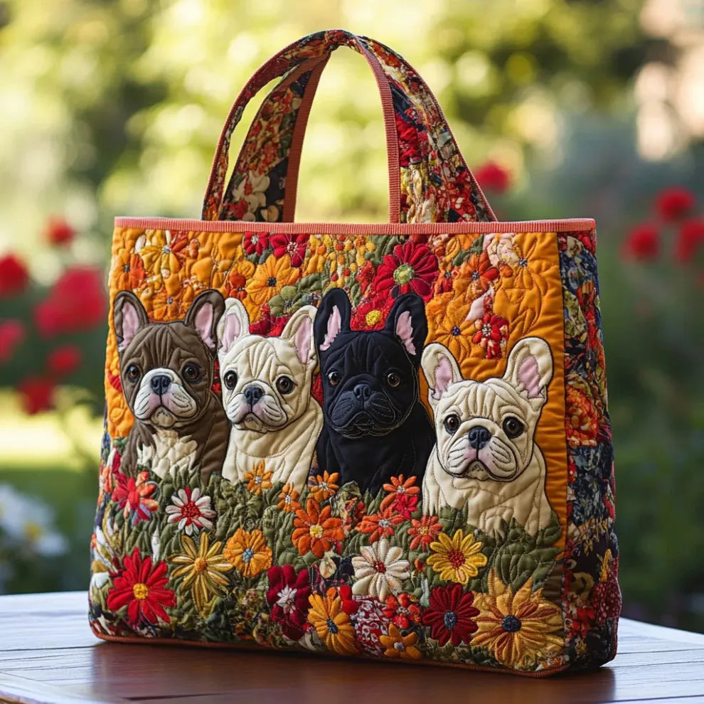 Frenchie Tuin | Handgemaakte Gequiltte Tote