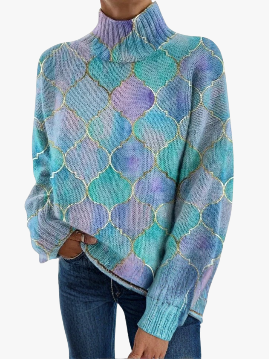 Noor | Pastelkleurige Patrooncoltrui