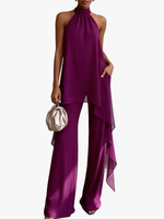 Vivienne | Asymmetric Halter Top & Wide-Leg Trouser Set