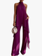 Vivienne | Asymmetric Halter Top & Wide-Leg Trouser Set