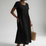 Livia | Embroidered linen midi dress