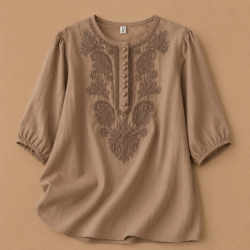 ALICE | EMBROIDERED PUFF-SLEEVE BLOUSE