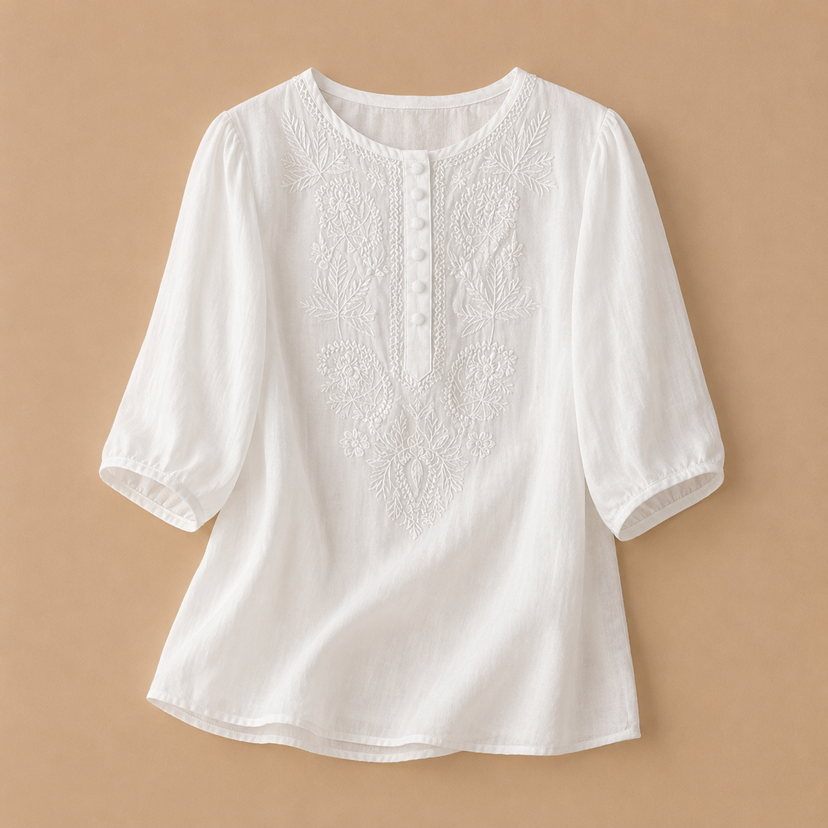 ALICE | EMBROIDERED PUFF-SLEEVE BLOUSE
