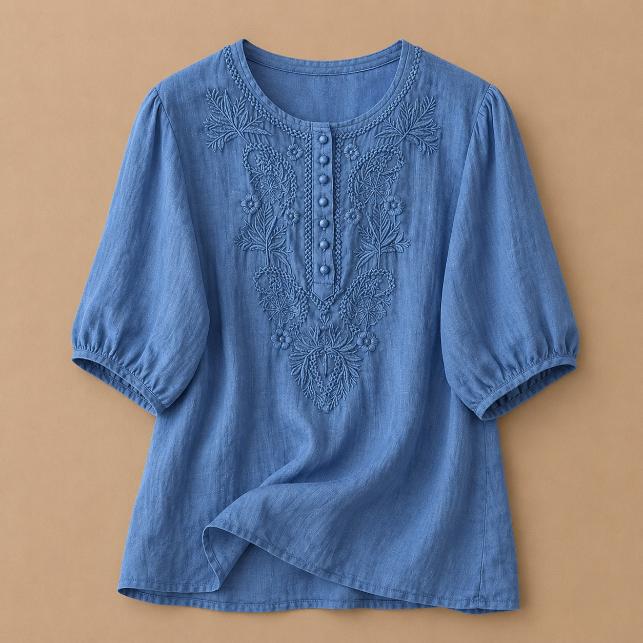 ALICE | EMBROIDERED PUFF-SLEEVE BLOUSE