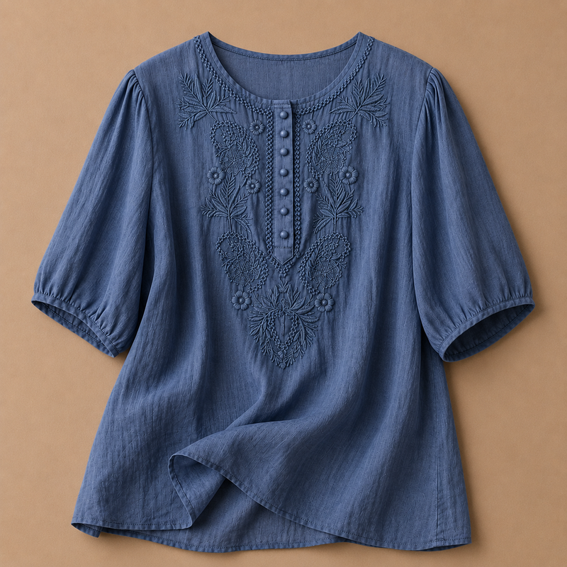 ALICE | EMBROIDERED PUFF-SLEEVE BLOUSE