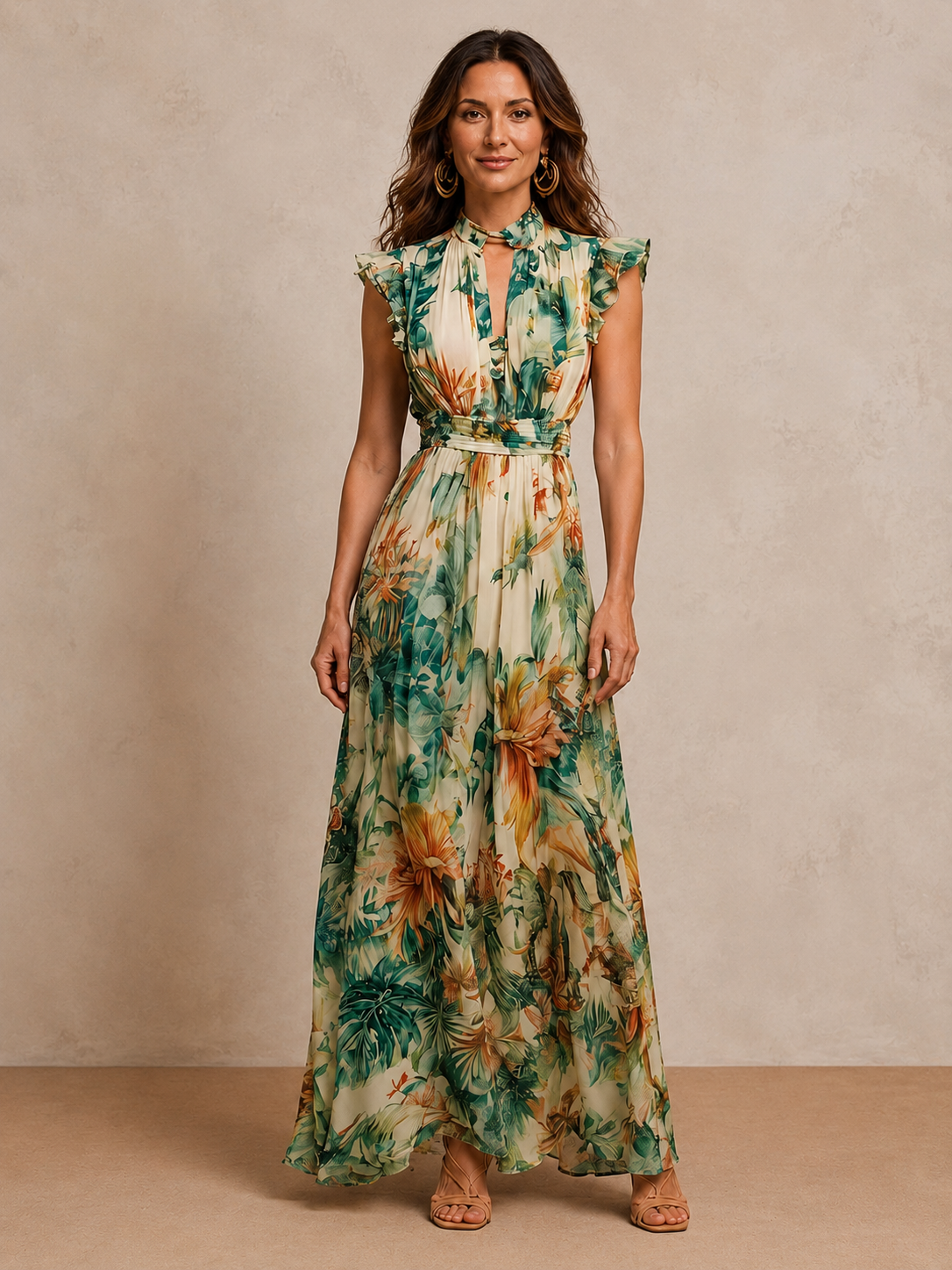 Grace | Tropical Chiffon with Artistic Print