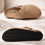 Suede Buckle Clogs | Adjustable Strap & Comfort Footbed
