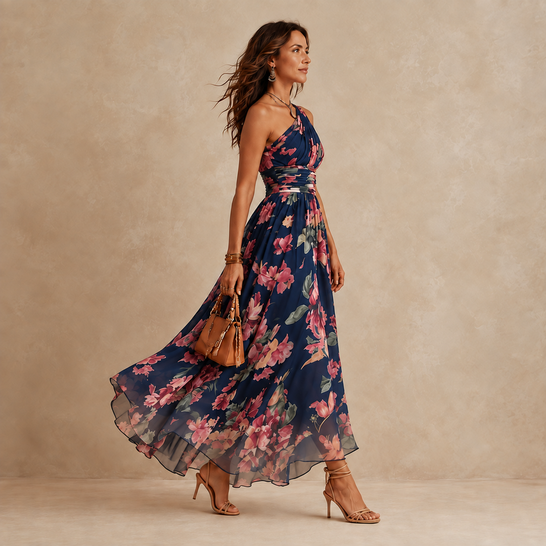 Celeste | Eén-Schouder Bloemen Maxi