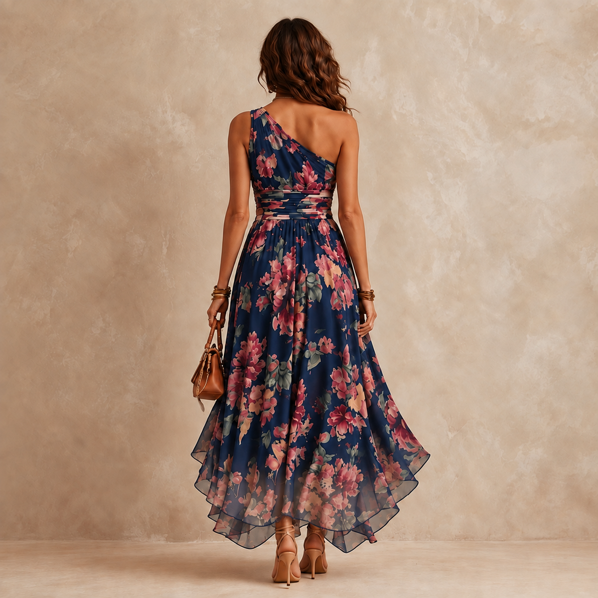 Celeste | Floral Maxi Dress with One-Shoulder Design