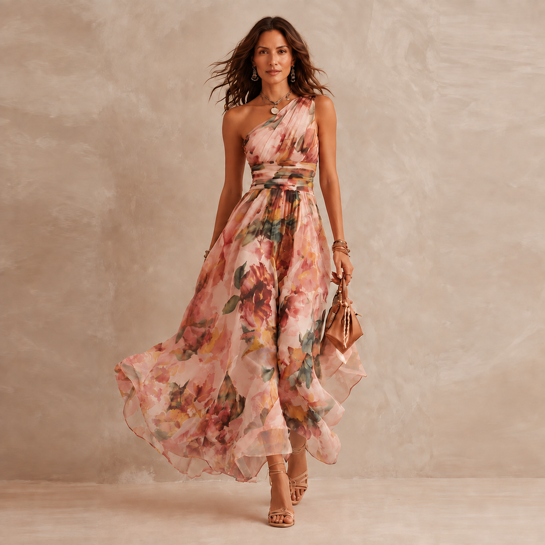 Celeste | Eén-Schouder Bloemen Maxi
