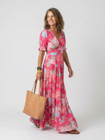 Ione | V-Neck Floral Puff Sleeve Maxi Dress