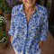 Fiona | Botanical Print Button-Down Blouse