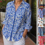 Fiona | Botanical Print Button-Down Blouse