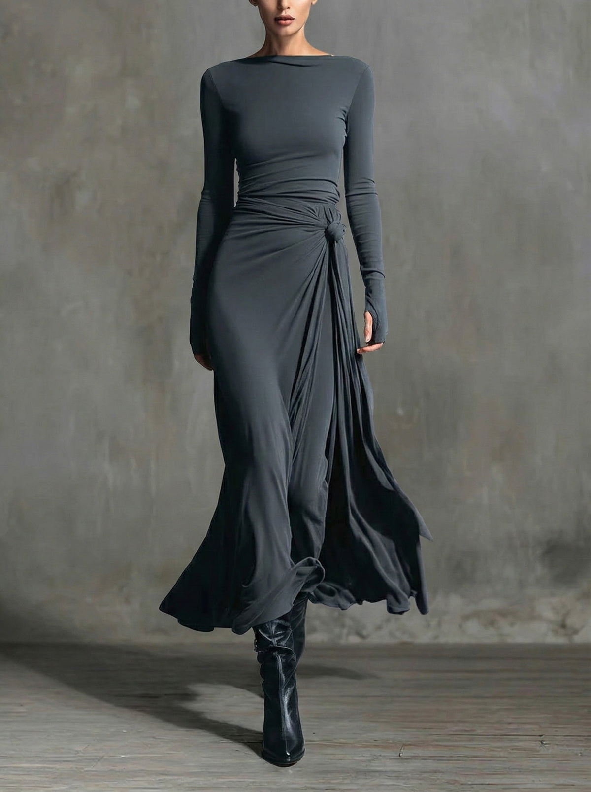 Naomie | Maxi-jurk met Zijde en Knoopdetails