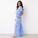 Isabella | Lace Crop Shirt & Tie-Waist Trousers Set