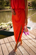Scarlett | Sleeveless High-Neck Midi Dress with Leg Split