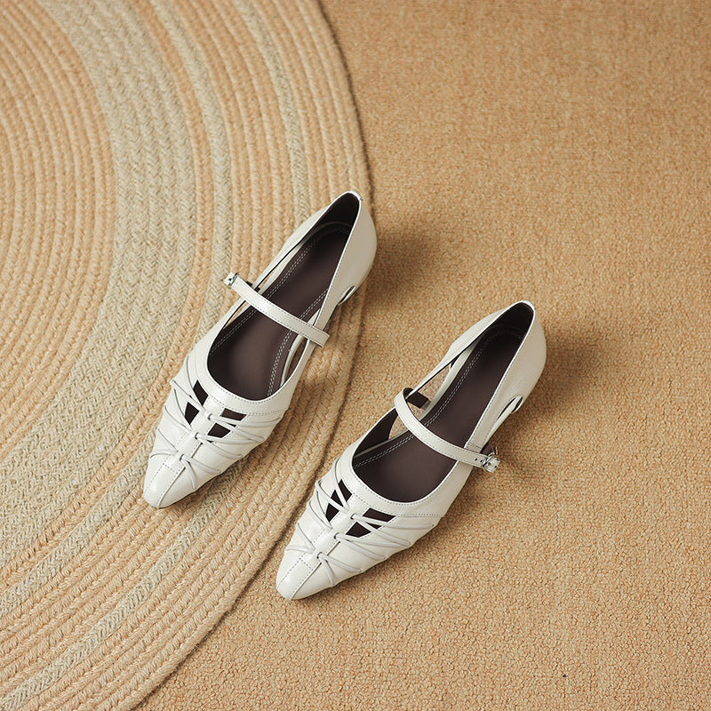 EITHNE | Pointed Lattice-Cut Mary Jane Flats