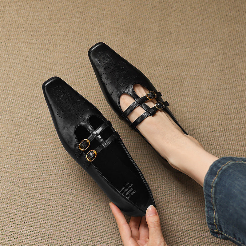 CONSTANCE | Brogued Double-Strap Mary Jane Flats